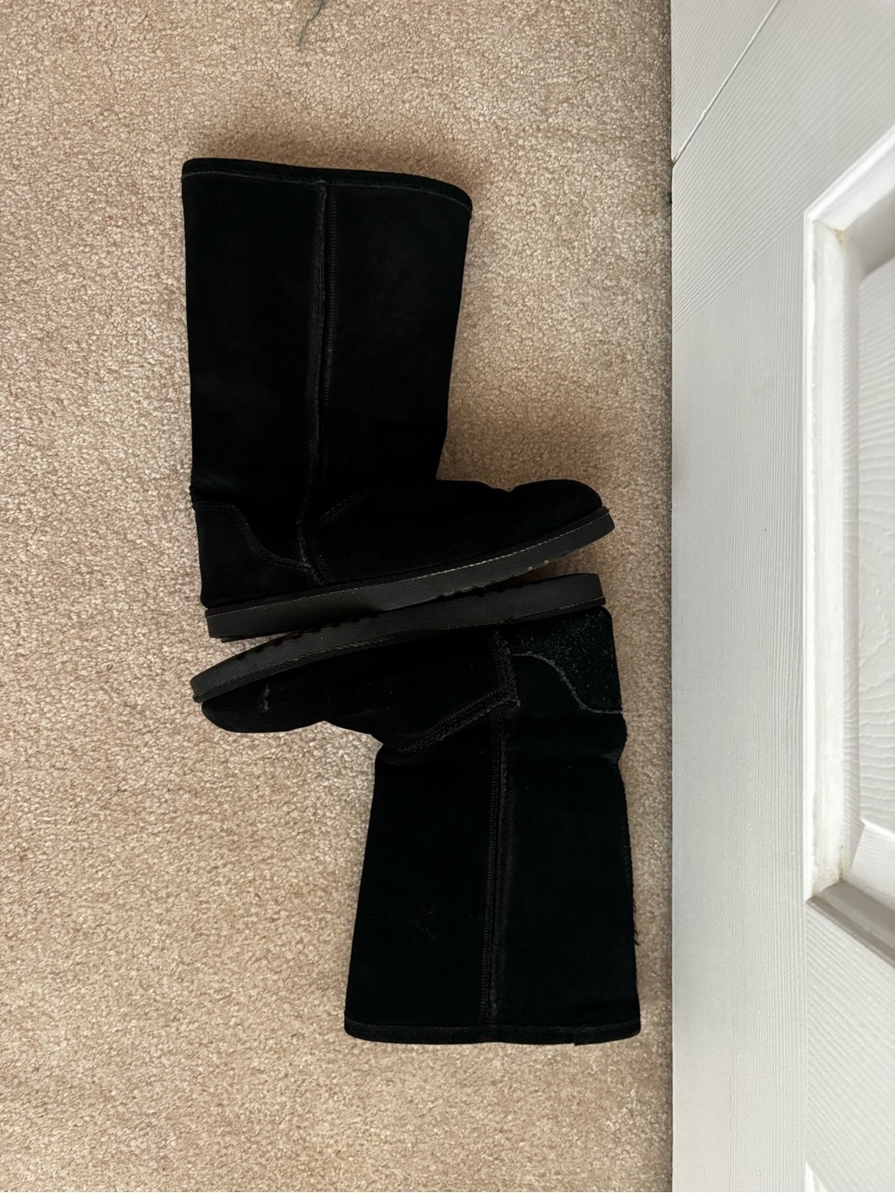 Black Suede Mid-Calf Boots Size 6